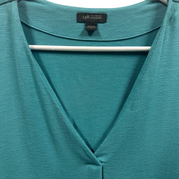 J Jill Wearever Collection V Neck Tunic Top Turquoise 3 Quarter Sleeve Womens L - Picture 7 of 11